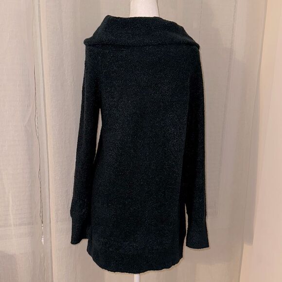 Motherhood Maternity M Winter Green Reverse Knit Boucle Cowl Neck Sweater Tunic - Picture 2 of 11